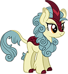 Size: 136x148 | Tagged: safe, gameloft, season sunshine, kirin, g4, my little pony: magic princess, official, the last problem, cloven hooves, female, horn, leg fluff, picture for breezies, simple background, smiling, solo, tail, transparent background