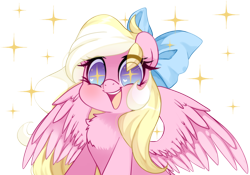 Size: 1454x1020 | Tagged: safe, artist:loyaldis, oc, oc only, oc:bay breeze, pegasus, pony, bow, cute, excited, eye clipping through hair, female, hair bow, happy, heart, heart eyes, mare, ocbetes, open mouth, open smile, pegasus oc, simple background, smiling, solo, sparkles, sparkly eyes, spread wings, transparent background, wingding eyes, wings