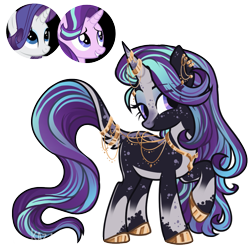 Size: 1000x1000 | Tagged: safe, artist:kazmuun, rarity, starlight glimmer, oc, pony, unicorn, g4, female, magical lesbian spawn, mare, offspring, parent:rarity, parent:starlight glimmer, parents:starity, simple background, transparent background