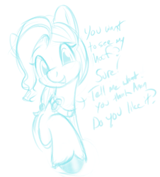 Size: 1029x1139 | Tagged: safe, anonymous artist, jazz hooves, earth pony, pony, g5, cute, dialogue, jazzibetes, looking at you, sketch, solo, talking to viewer