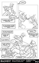Size: 634x1024 | Tagged: safe, artist:bucked, king sombra, shining armor, unicorn, anthro, comic:sombra's final lesson, g4, armor, combat, lineart, sword, weapon