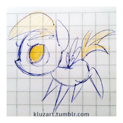 Size: 400x400 | Tagged: safe, artist:kluzart, derpy hooves, pegasus, pony, g4, chibi, graph paper, solo, traditional art