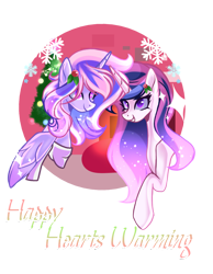 Size: 1441x1857 | Tagged: safe, artist:harmonyvitality-yt, oc, oc only, alicorn, pony, alicorn oc, bust, duo, ethereal mane, female, horn, mare, offspring, parent:flash sentry, parent:twilight sparkle, parents:flashlight, simple background, starry mane, transparent background, wings