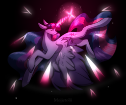 Size: 1280x1067 | Tagged: safe, artist:mojjetolii, twilight sparkle, alicorn, pony, g4, eyes closed, glowing, glowing horn, horn, solo, twilight sparkle (alicorn)