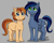 Size: 1500x1200 | Tagged: safe, artist:a0iisa, oc, oc only, oc:toffee bun, oc:wish night, earth pony, pegasus, pony, blue coat, blue eyes, blue mane, duo, earth pony oc, female, freckles, gray background, green eyes, mare, pegasus oc, ponybooru import, short mane, simple background, sketch, smiling, tan coat, wings