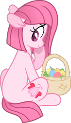 Size: 442x757 | Tagged: safe, artist:muhammad yunus, oc, oc only, oc:annisa trihapsari, earth pony, pony, base used, cute, earth pony oc, easter, female, holiday, looking at you, looking back, looking back at you, mare, ocbetes, pink body, pink eyes, pink mane, simple background, smiling, smiling at you, solo, transparent background, worried smile