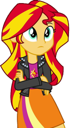 Size: 486x863 | Tagged: safe, artist:paco777yuyu, edit, edited screencap, screencap, sunset shimmer, human, equestria girls, g4, my little pony equestria girls: better together, my little pony equestria girls: rainbow rocks, background removed, beautiful, big eyes, clothes, crossed arms, cute, eyebrows, female, frown, green eyes, heart, jacket, leather, leather jacket, love, relaxing, shimmerbetes, simple background, solo, transparent background