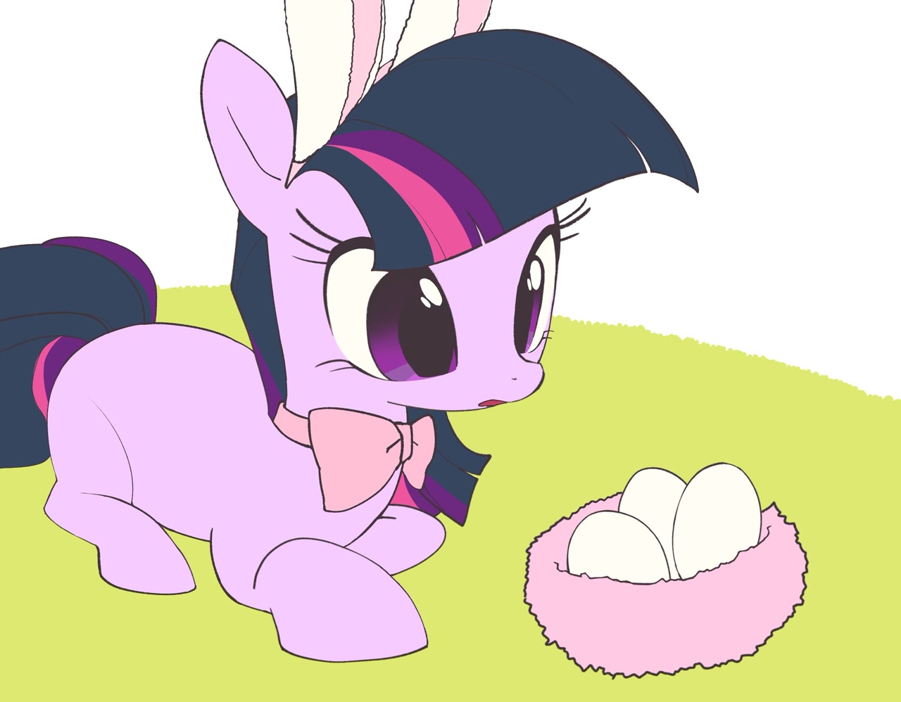 [bowtie,earth pony,easter,egg,female,holiday,mare,pony,race swap,safe,solo,twilight sparkle,artist:cheesesauce_45]