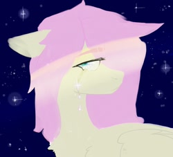 Size: 1064x964 | Tagged: safe, artist:greatsunflow42, fluttershy, pony, g4, crying, night, sad, solo, turned head