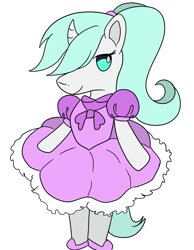 Size: 1750x2250 | Tagged: safe, artist:nine the divine, oc, oc only, oc:nine the divine, pony, unicorn, clothes, crossdressing, dress, simple background, solo, white background