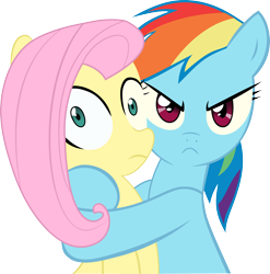 Size: 2000x2021 | Tagged: safe, artist:yoditax, fluttershy, rainbow dash, pegasus, pony, g4, 2011, artifact, duo, duo female, female, high res, hug, lesbian, ship:flutterdash, shipping, simple background, transparent background