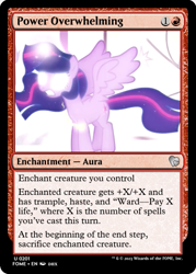 Size: 375x523 | Tagged: safe, edit, twilight sparkle, alicorn, pony, g4, twilight's kingdom, ccg, ethereal mane, ethereal tail, glowing, glowing eyes, magic the gathering, super saiyan princess, tail, trading card, trading card edit, twilight sparkle (alicorn)