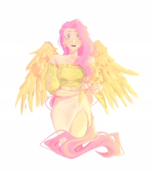 Size: 1807x2048 | Tagged: safe, artist:la_ma_grama, fluttershy, human, g4, female, humanized, simple background, solo, white background, winged humanization, wings