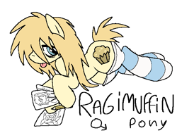Size: 599x454 | Tagged: safe, artist:muffinz, oc, oc only, oc:ragimuffin, earth pony, pony, clothes, drawing, neet, ponysona, simple background, socks, solo, striped socks, white background