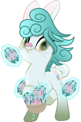 Size: 5563x8403 | Tagged: safe, artist:php178, oc, oc:easter sundae, hybrid, original species, pony, rabbit, rabbit pony, g4, rainbow roadtrip, .svg available, 2023, absurd resolution, animal, basket, bucktooth, bunny tail, carrying, christianity, colored pupils, cross, curly mane, easter basket, easter bunny, easter egg, faith, glowing, gradient hooves, green eyes, happy easter, happy easter 2023, highlights, holding, hoof heart, hybrid oc, inkscape, levitation, lifting, magic, movie accurate, pawkinesis, raised hoof, religion, shading, sigil, simple background, solo, svg, tail, teeth, telekinesis, transparent background, underhoof, vector, whiskers
