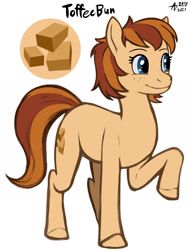Size: 1400x1850 | Tagged: safe, artist:a0iisa, oc, oc only, oc:toffee bun, earth pony, pony, blue eyes, colored sketch, female, freckles, imported from ponybooru, mare, simple background, sketch, solo, toffee (candy), white background