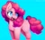 Size: 2025x1839 | Tagged: safe, artist:chewy_wolf, pinkie pie, earth pony, pony, g4, blue background, female, simple background, solo