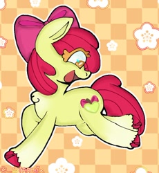 Size: 656x713 | Tagged: safe, artist:_startrix, apple bloom, earth pony, pony, g4, alternate cutie mark, chest fluff, female, filly, foal, solo, unshorn fetlocks