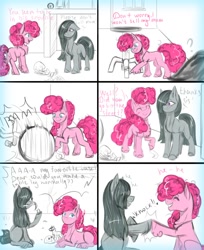 Size: 1100x1350 | Tagged: safe, artist:vera2002, marble pie, pinkie pie, earth pony, pony, g4, comic, duo, female, simple background, white background