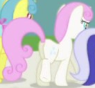 Size: 137x127 | Tagged: safe, screencap, lemon hearts, minuette, twinkleshine, pony, unicorn, friendship is magic, g4, background character, background pony, butt, cropped, female, horn, mare, plot, solo focus