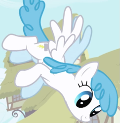 Size: 487x502 | Tagged: safe, screencap, lightning bolt, white lightning, pegasus, pony, g4, season 1, season 2, background character, background pony, cropped, female, flying, intro, mare, solo, spread wings, wings