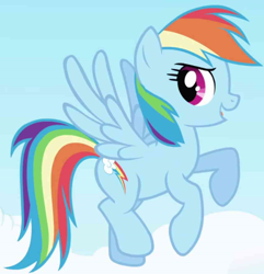 Size: 848x881 | Tagged: safe, screencap, rainbow dash, pegasus, pony, g4, season 1, season 2, cropped, female, flying, intro, mare, solo, spread wings, wings