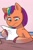 Size: 740x1136 | Tagged: safe, artist:abby bulmer, idw, sunny starscout, earth pony, pony, g5, spoiler:comic, spoiler:g5comic, spoiler:g5comic11, coat markings, confused, cropped, female, frown, hoof hold, looking at something, looking down, mane stripe sunny, mare, paper, socks (coat markings), solo, unshorn fetlocks, what the fuck am i reading