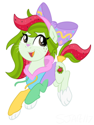 Size: 1650x2203 | Tagged: safe, artist:sjart117, oc, oc:watermelana, pegasus, pony, bow, clothes, easter, easter bunny, easter egg, face paint, female, freckles, hair bow, holiday, hoodie, looking back, mare, pastel, paw gloves, pegasus oc, simple background, smiling, solo, transparent background, whiskers