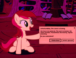 Size: 1004x777 | Tagged: safe, edit, roseluck, pony, g4, error message, golden oaks library, solo