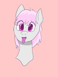 Size: 3468x4624 | Tagged: safe, artist:whytebyte, oc, oc only, oc:pink flame, earth pony, pony, bust, simple background, solo, tongue out