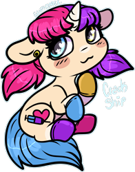 Size: 1100x1401 | Tagged: safe, artist:sexygoatgod, oc, oc only, oc:crack ship, pony, unicorn, chibi, female, heterochromia, mare, simple background, solo, transparent background