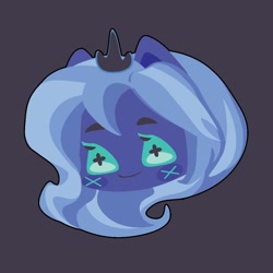 Size: 1000x1000 | Tagged: safe, artist:ushigow, part of a set, princess luna, human, equestria girls, g4, blush sticker, blushing, bust, chibi, crown, eared humanization, head only, humanized, jewelry, regalia, simple background, solo