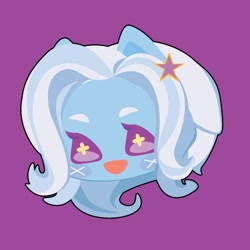 Size: 1000x1000 | Tagged: safe, artist:ushigow, part of a set, trixie, human, equestria girls, g4, blush sticker, blushing, bust, chibi, eared humanization, head only, humanized, purple background, simple background, solo