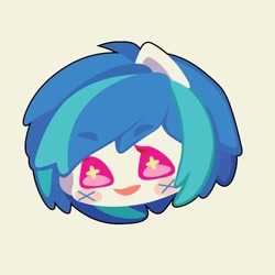 Size: 1000x1000 | Tagged: safe, artist:ushigow, part of a set, dj pon-3, vinyl scratch, human, equestria girls, g4, blush sticker, blushing, bust, chibi, eared humanization, head only, humanized, missing accessory, simple background, solo