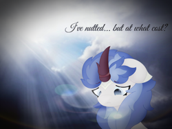 Size: 1440x1080 | Tagged: safe, artist:sodapop sprays, oc, oc:cobalt flame, kirin, cloud, kirin oc, meme, realization, sad