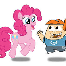 Size: 225x225 | Tagged: safe, artist:fanartanddrawingfan7, pinkie pie, human, g4, crossover, friendshipping, gus, robotboy, simple background, white background