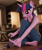 Size: 2160x2560 | Tagged: safe, artist:shadowboltsfm, twilight sparkle, anthro, plantigrade anthro, g4, 3d, barefoot, blender, clothes, denim, feet, female, fingernails, footprint, high res, jeans, nail polish, not sfm, pants, pedicure, sandals, shoes, sitting, solo, toenail polish, toenails, toes