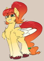 Size: 2219x3071 | Tagged: safe, artist:witchtaunter, oc, oc only, pegasus, pony, chest fluff, cute, ear fluff, fluffy, glasses, high res, simple background, sketch, smiling, solo, unshorn fetlocks