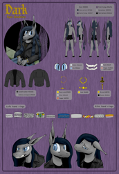 Size: 2061x3000 | Tagged: safe, artist:darkhestur, oc, oc:dark, bat pony, anthro, accessory, anthro oc, bat pony oc, blackletter, bracelet, clothes, color background, expressions, fangs, high res, jacket, jewelry, leather, leather jacked, leather jacket, male, misspelling, pendant, ponysona, reference sheet, ring, the one ring, underwear