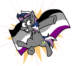 Size: 1488x1305 | Tagged: safe, artist:punkittdev, oc, oc only, pony, unicorn, asexual pride flag, commission, grin, pose, pride, pride flag, simple background, smiling, solo, white background