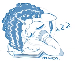 Size: 1470x1203 | Tagged: safe, artist:maren, misty brightdawn, pony, unicorn, g5, doodle, female, freckles, mare, onomatopoeia, open mouth, simple background, sleeping, snoring, sound effects, white background, zzz