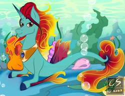 Size: 1024x792 | Tagged: safe, artist:adhiguna, artist:johnathon-matthews, oc, oc:pari, genie, genie pony, hybrid, merpony, seapony (g4), bubble, coral, crack ship offspring, crepuscular rays, deviantart watermark, digital art, dorsal fin, fin, fins, fish tail, flowing mane, flowing tail, horn, jewelry, kelp, looking at you, mermay, obtrusive watermark, ocean, offspring, peytral, sand, seaponified, seaweed, show accurate, smiling, smiling at you, solo, species swap, sunlight, swimming, tail, underwater, unicorn horn, water, watermark