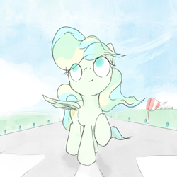 Size: 3000x3000 | Tagged: safe, artist:widelake, vapor trail, pegasus, pony, g4, female, high res, runway, sky, solo, windsock