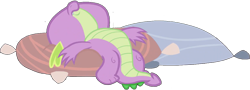 Size: 1185x425 | Tagged: safe, edit, edited screencap, editor:pascalmulokozi2, screencap, spike, dragon, g4, background removed, male, not a vector, pillow, resting, simple background, solo, transparent background