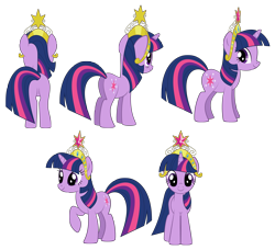 Size: 4429x4045 | Tagged: safe, artist:culu-bluebeaver, twilight sparkle, pony, unicorn, g4, big crown thingy, butt, crown, digital, digital art, element of magic, featureless crotch, jewelry, plot, png, reference, reference sheet, regalia, simple background, solo, tiara, transparent, transparent background, unicorn twilight, vector, vector trace