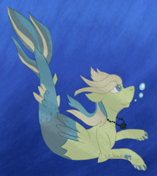 Size: 1786x2000 | Tagged: safe, artist:lil_vampirecj, oc, oc only, hybrid, merpony, pegasus, pony, sea pony, seapony (g4), abstract background, bubble, digital, digital art, dtpay, jewelry, necklace, ocean, solo, swimming, underwater, water