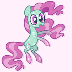 Size: 5000x5000 | Tagged: safe, artist:pilesofmiles, minty, earth pony, pony, g3, g4, absurd resolution, big eyes, colored lineart, g3 to g4, generation leap, markings, multicolored hair, multicolored mane, multicolored tail, simple background, smiling, solo, tail, twice as fancy ponies