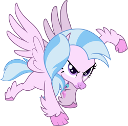 Size: 3041x3000 | Tagged: safe, artist:cloudy glow, silverstream, classical hippogriff, hippogriff, g4, uprooted, .ai available, female, high res, jewelry, necklace, simple background, smiling, smirk, solo, spread wings, superhero landing, transparent background, vector, wings