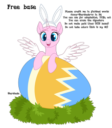Size: 4092x4674 | Tagged: safe, artist:rioshi, artist:starshade, oc, oc only, alicorn, pony, g4, 2023, absurd resolution, alicorn oc, base, easter, easter bunny, easter egg, egg, eyelashes, female, grass, heart, heart eyes, holiday, horn, mare, open mouth, open smile, simple background, smiling, solo, transparent background, wingding eyes, wings