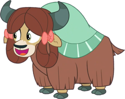 Size: 841x665 | Tagged: safe, edit, edited screencap, editor:pascalmulokozi2, screencap, yona, yak, g4, she's all yak, background removed, bow, cloven hooves, female, fit right in, hair bow, monkey swings, not a vector, simple background, solo, transparent background